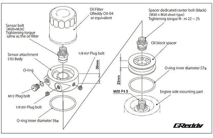 Greddy Oil Filter Block Adapter